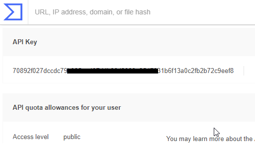 VirusTotal API key