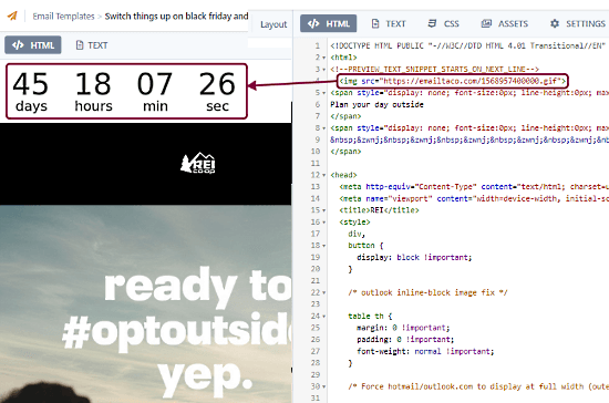 add countdown timer to html emails
