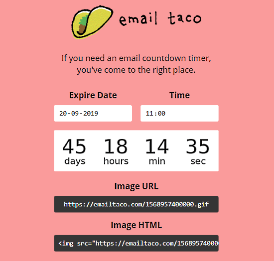 create countdown timer for emails