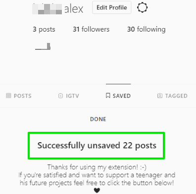 all saved instagram posts unsaved in one click