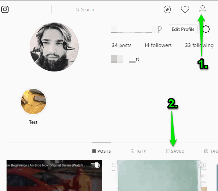 click profile icon and go to saved posts section