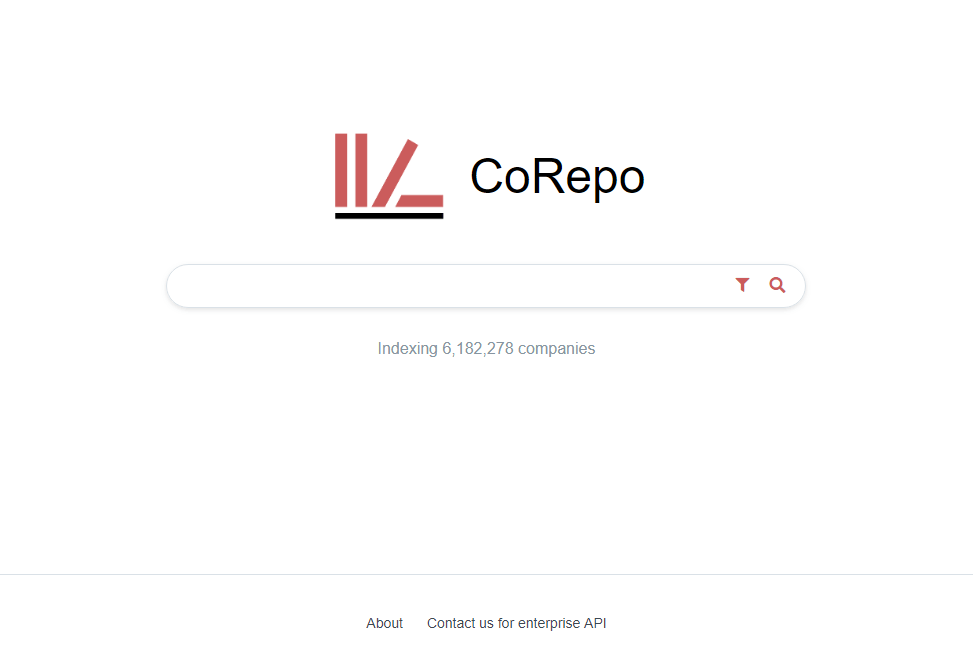 CoRepo company search engine homepage