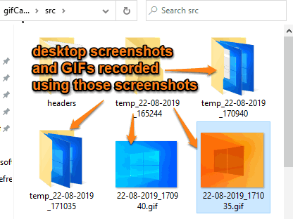 desktop screenshots and recorded gifs