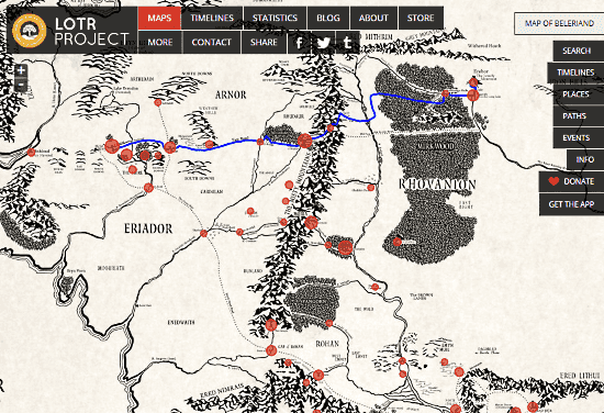 interactive map of middle earth from lord of the rings