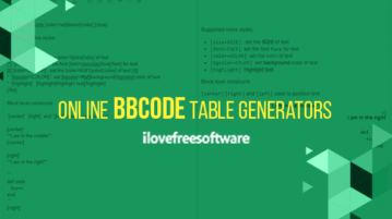 online bbcode table generators