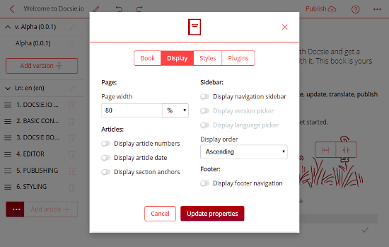 customize the appearance of documentation