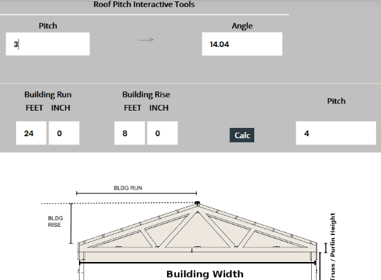 pole-barn.info roof pitch calculator