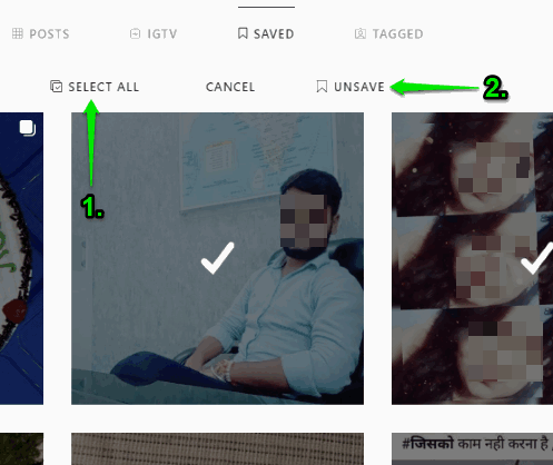 select all posts and then unsave