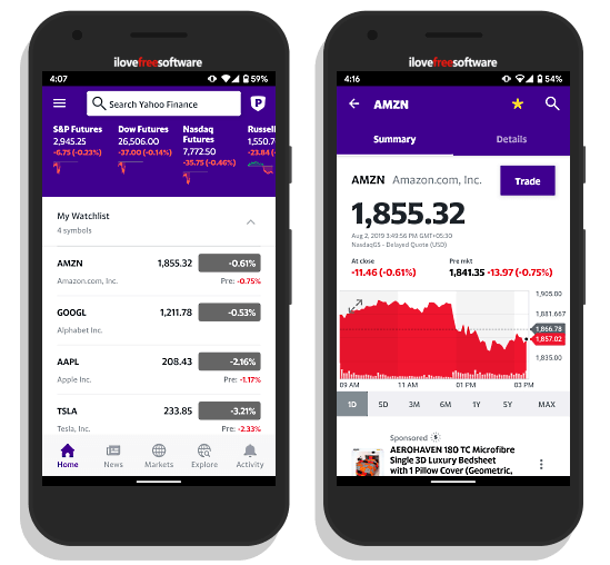 track stock portfolio with alerts using Yahoo Finance