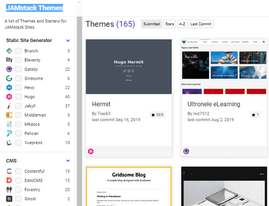 Download Hugo, Gatsby, Jekyll Themes Free for JamStack Sites