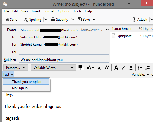 Free Email Templates Creator plugin for Thunderbird with Quick Access