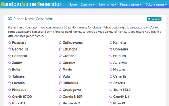 RandomNameGenerator.org website