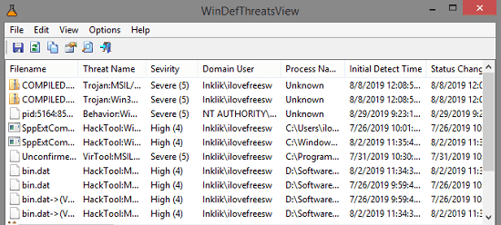 See list of Threats Detected by Windows Defender with free tool by Nirsoft