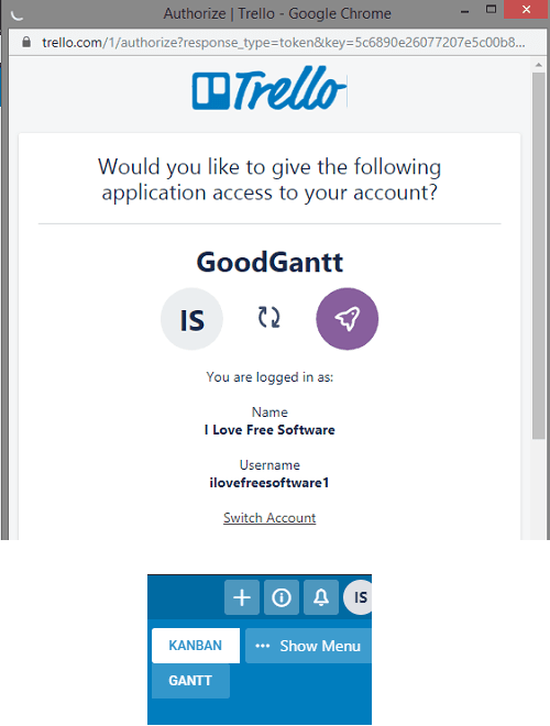 Trello Authorize GooD gantt