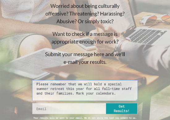 Check If a Message is culturally offensive, Harassing