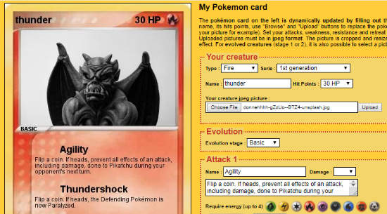 create pokemon card online