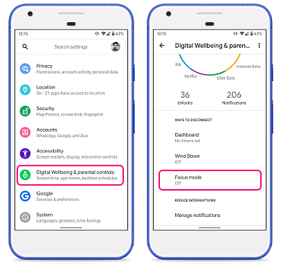focus mode on Android 10