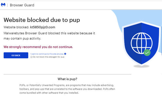 harmful website blocked