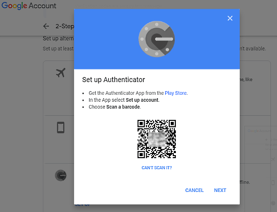 add two-factor authentification app