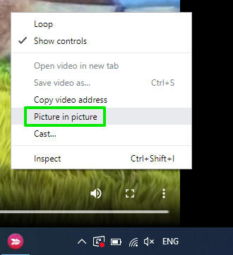picture in picture right click menu option