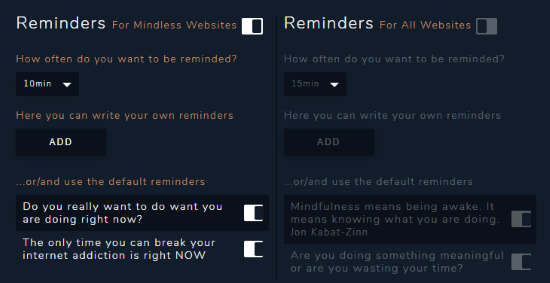 set reminders to control mindless browsing