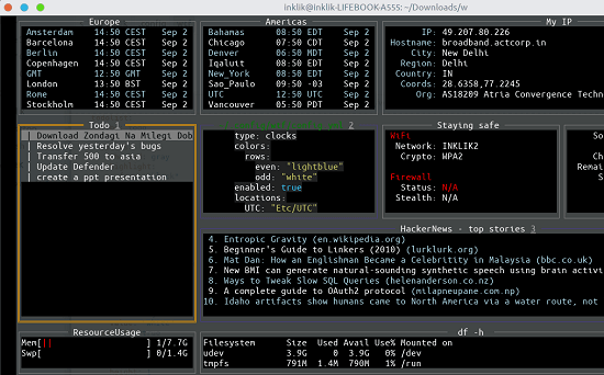 terminal dashboard in action