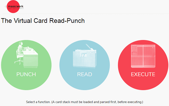 Card Read-Punch by Masswerk punch card generator