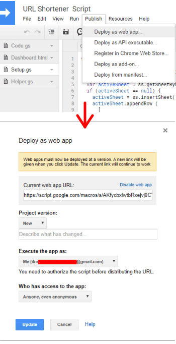 Deploy Apps Script as web app