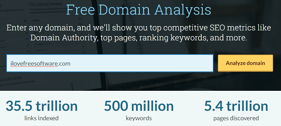 Domain Analysis Enter Website
