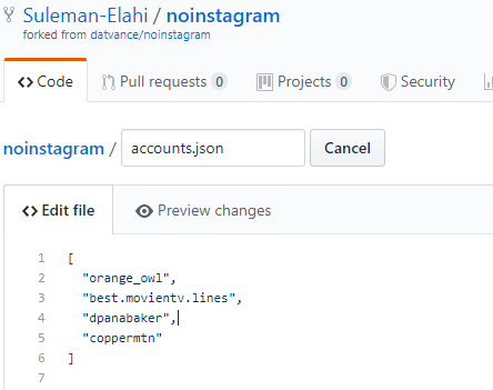 Fork noinstagram and edit accounts