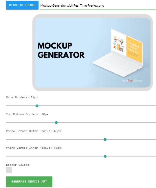 Free online Mockup Generator with Real Time Preview