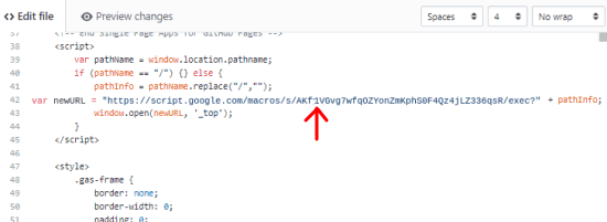 Gapps URL in HTML FILE