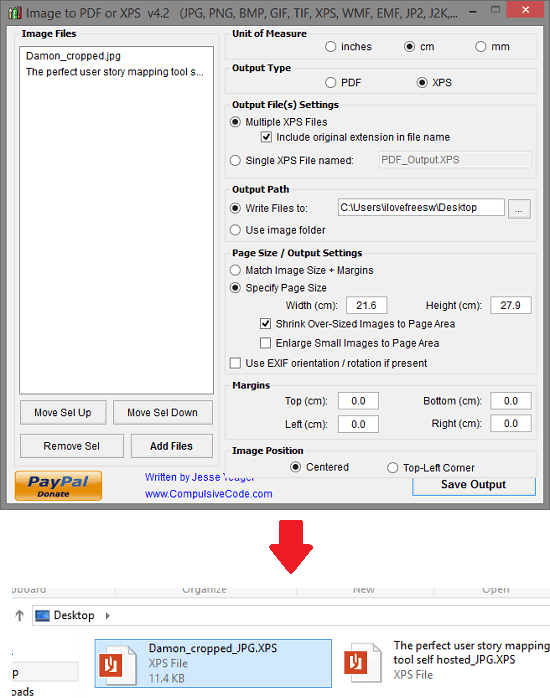 Image to PDF or XPS