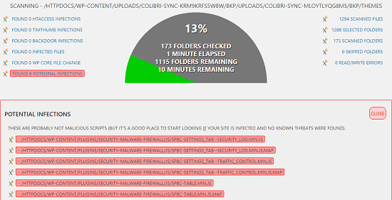 Infection Scanner WP malware scanner