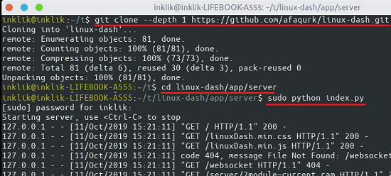 Linux Dash install and run
