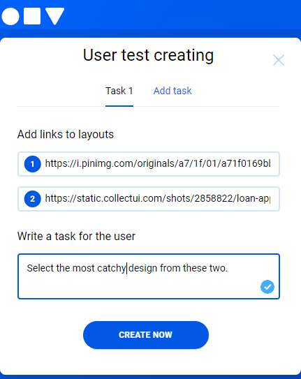 OneClickTest create test
