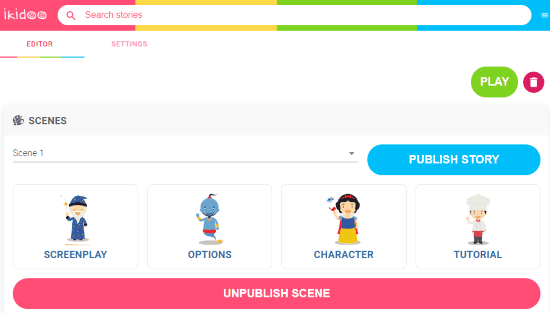 create scenes to create interactive story