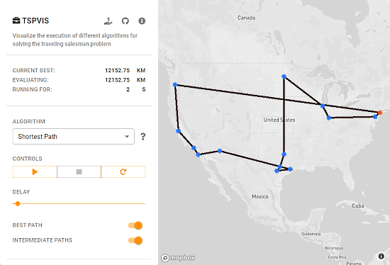 visualize best travelling route for multiple locations