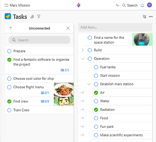 kanban with hierarchy view