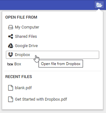 open a PDF from Dropbox