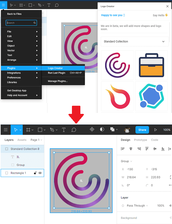 Logo creator plugin in action