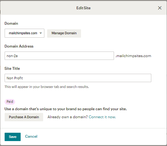 MailChimp Site Settings