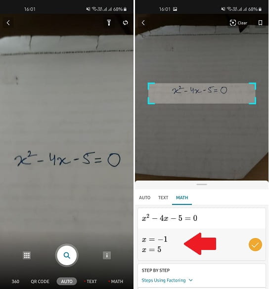 Microsoft Math App in action