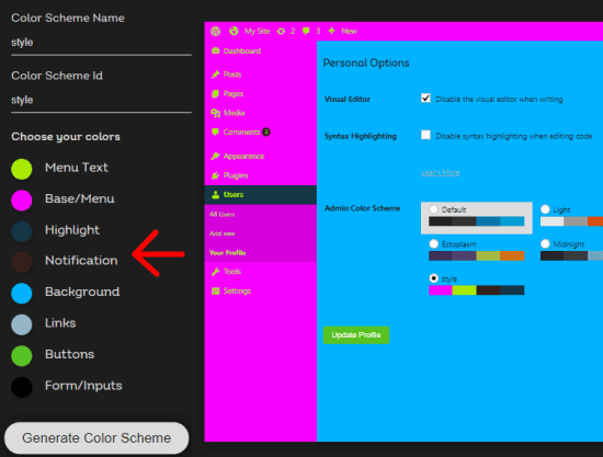 WP Admin Color Changer