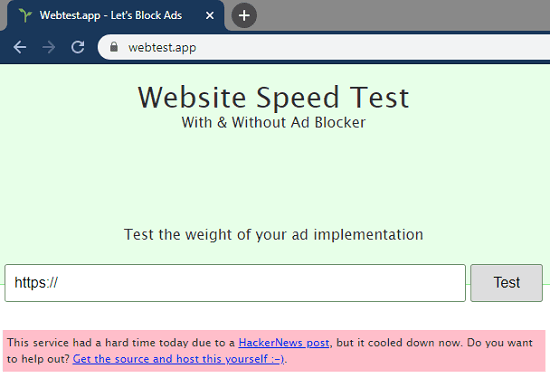 Website Speed Test Interface