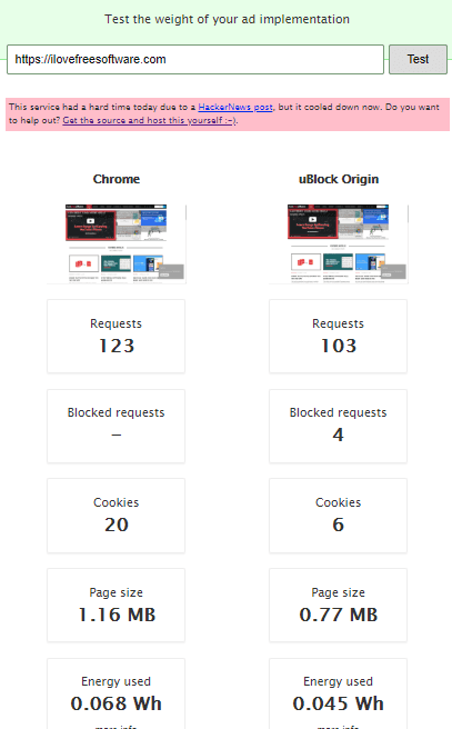 Website Speed Test in action