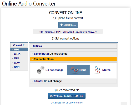 online stereo to mono converter - coolutils