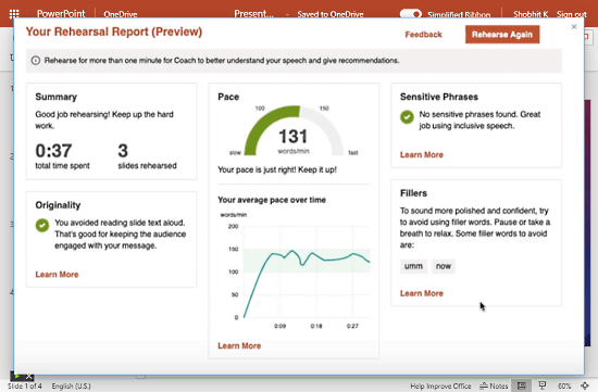 practice presentation with feedback