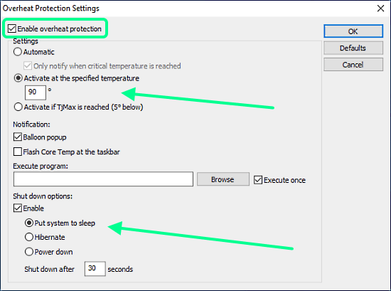 schedule auto shutdown, sleep when pc overheats