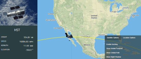 track satellite in realtime